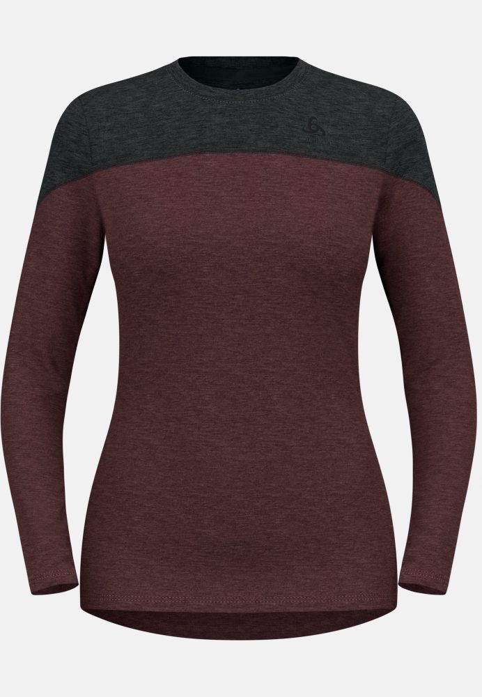 Odlo Revelstoke Performance Wool 150 Base Layer Shirt für Damen - Wandern, Ski & Snow - maron, L