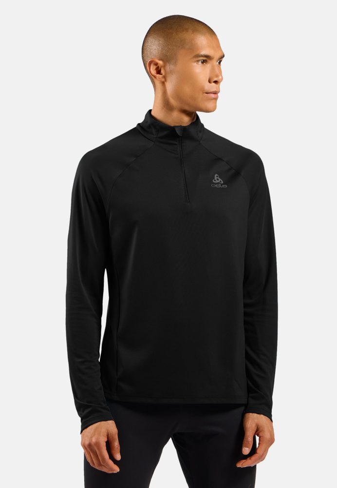 Odlo Essential Ceramiwarm Lauf-Mid Layer Half-Zip für Herren - Running - schwarz, XS