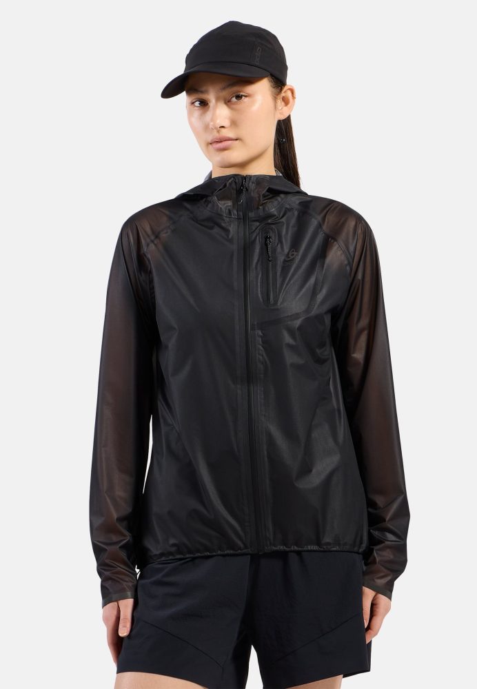 Odlo Zeroweight Dual Dry Waterproof Laufjacke für Damen - Trail Running, Running - schwarz, S