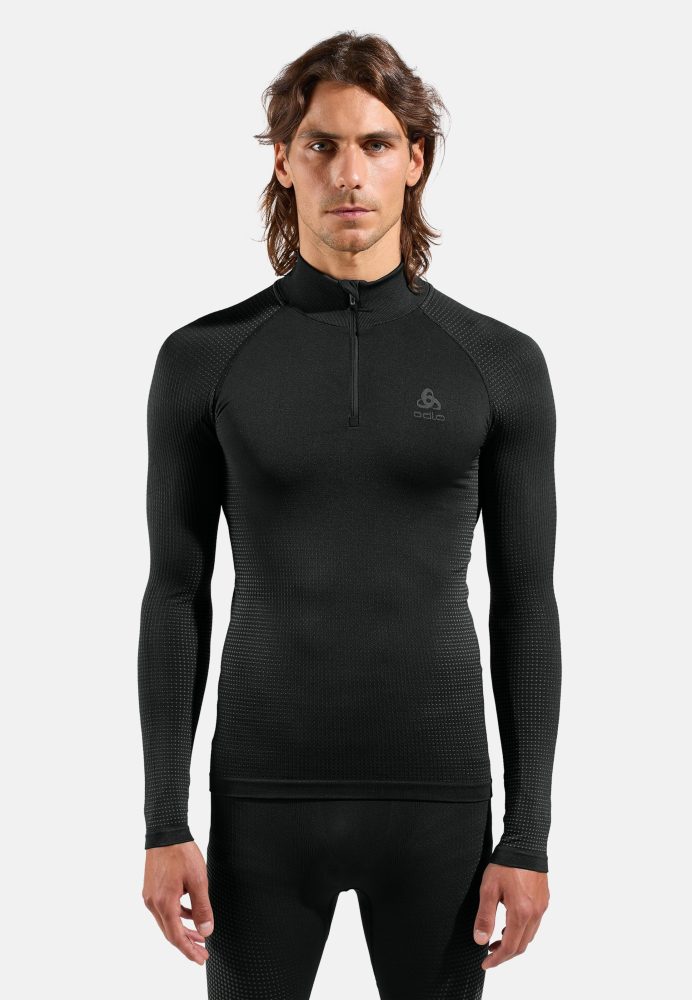Odlo Performance Warm Base Layer Half-Zip für Herren - Skilanglauf, Ski & Snow - schwarz, L