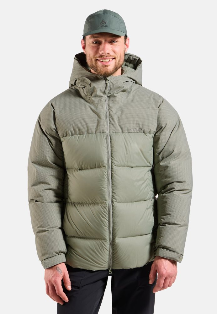 Odlo Down Hooded Isolationsjacke für Herren - Wandern, Casual Comfort - grün, S