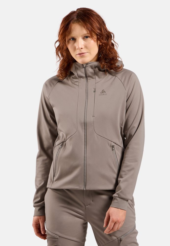 Odlo Zeroweight Windproof X Warm Langlaufjacke für Damen - Skilanglauf - beige, XL