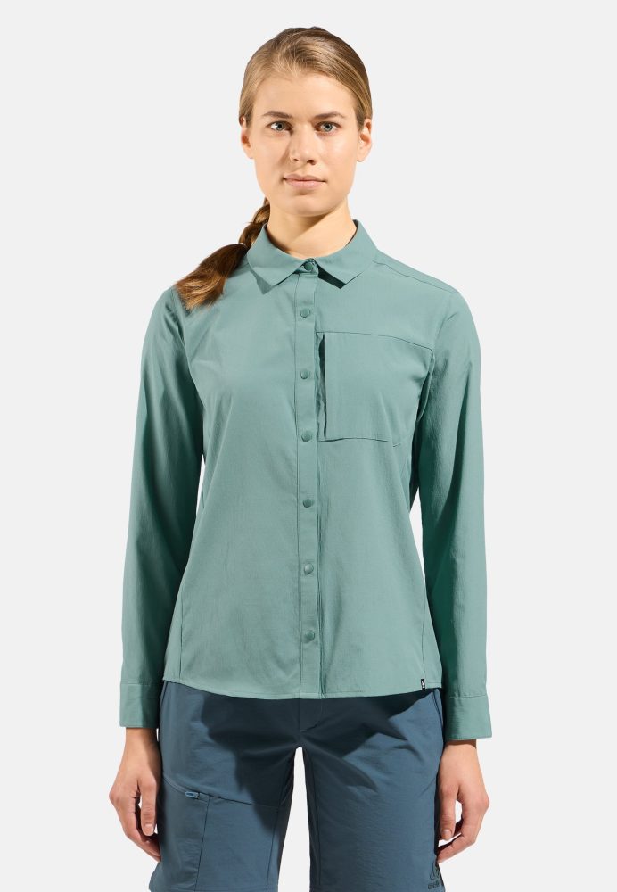 Odlo Essential Langarmhemd für Damen - Wandern - grün, XL