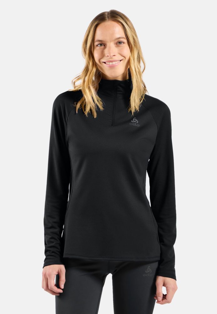 Odlo Essential Ceramiwarm Lauf-Mid Layer Half-Zip für Damen - Running - schwarz, S