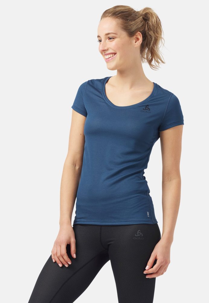 Odlo Active F-Dry Light Base Layer T-Shirt für Damen - Wandern, Radsport - blau, M