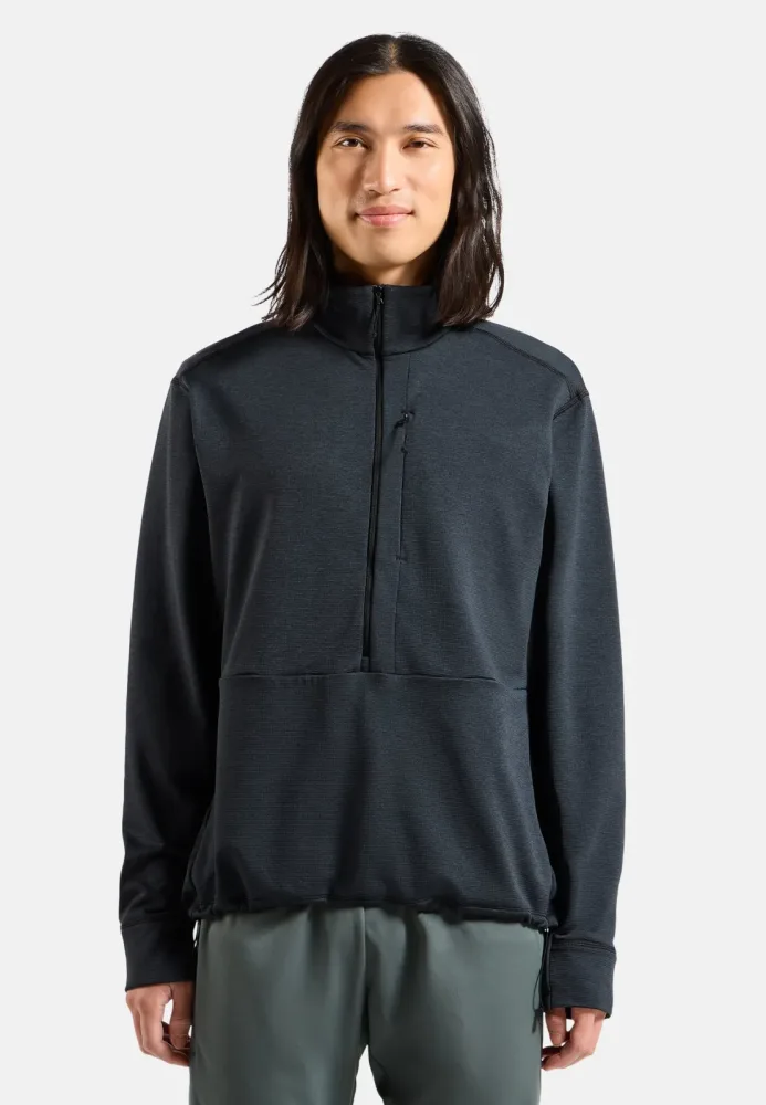 Odlo Grid Fleece Mid Layer Half-Zip für Herren - Wandern, Ski & Snow - schwarz, XXL