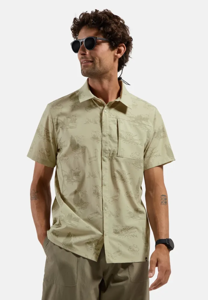 Odlo Essential Print Kurzarmhemd für Herren - Wandern - beige, S