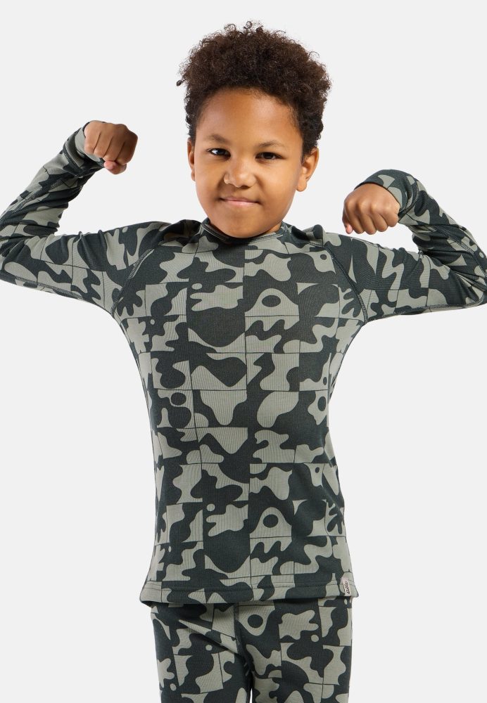 Odlo Active Warm Graphic Base Layer Shirt für Kinder - Wandern, Ski & Snow - grün, 104