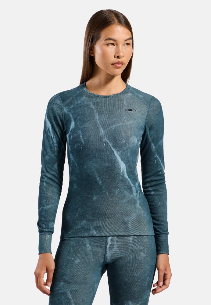 Odlo Active Warm X Frozen Lake Base Layer Shirt für Damen - Wandern, Ski & Snow - marineblau, XS