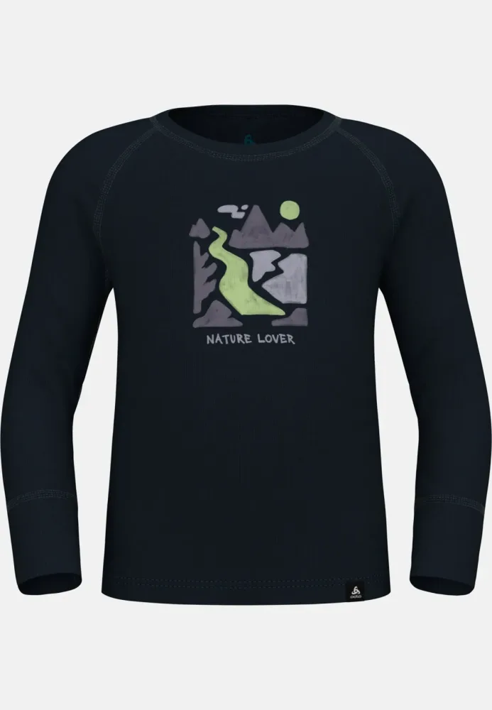 Odlo Active Warm Nature Lover Base Layer Shirt für Kinder - Wandern, Ski & Snow - blau, 80