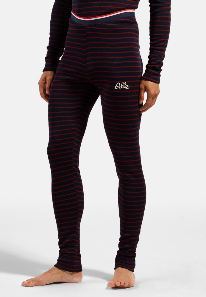 Odlo Active Warm Originals Stripes Base Layer Tights für Herren - Wandern, Ski & Snow - blau, XXL