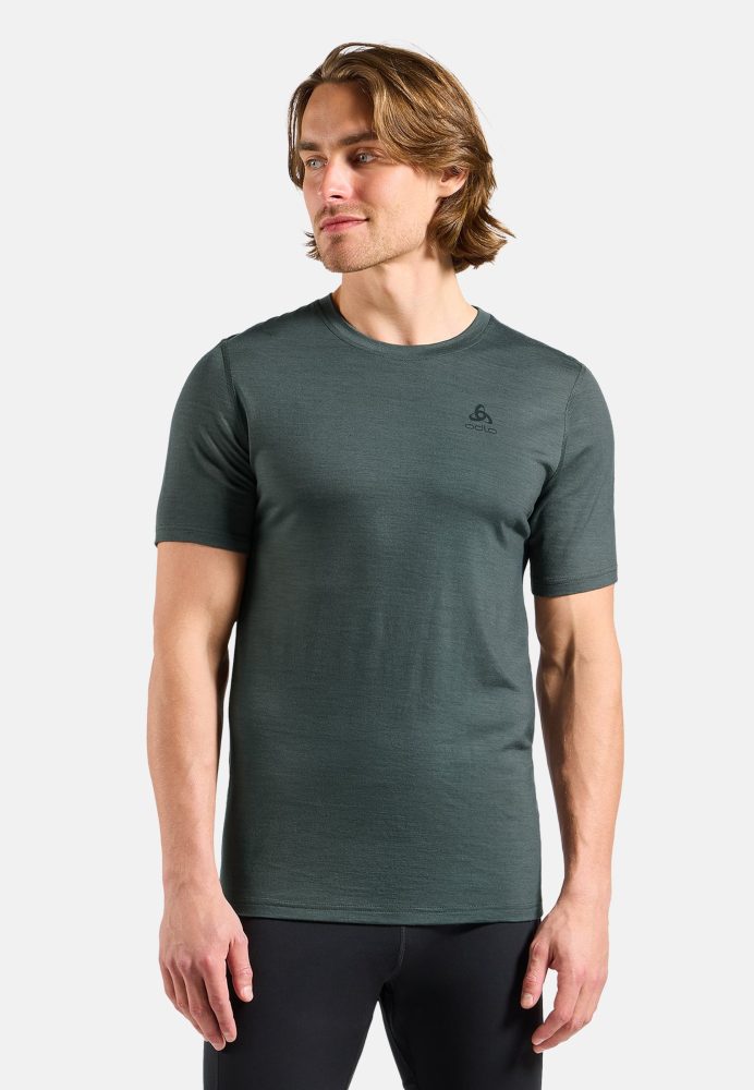 Odlo Merino 200 Base Layer T-Shirt für Herren - Wandern, Ski & Snow - grün, XL