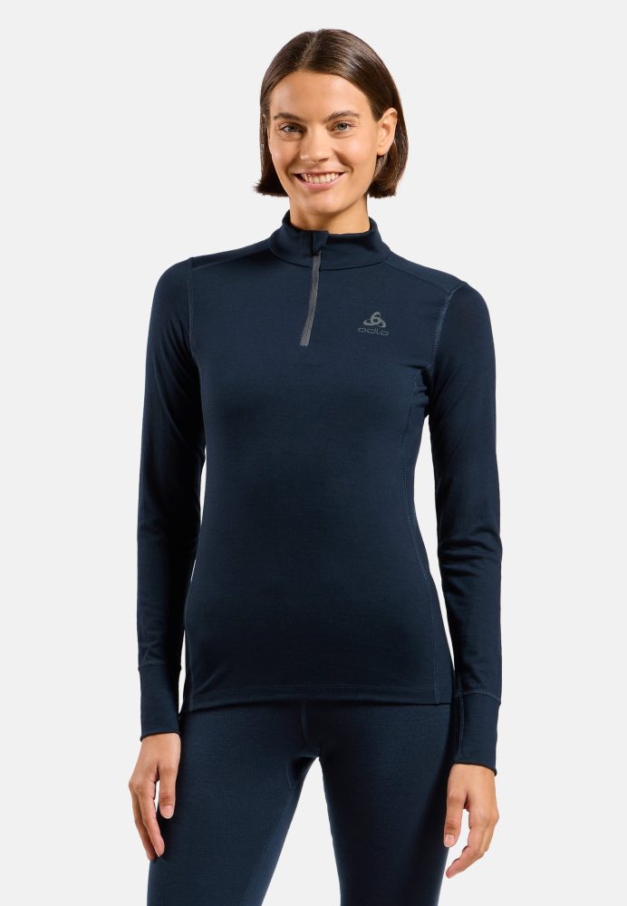 Odlo Merino 200 Base Layer Half-Zip für Damen - Wandern, Ski & Snow - marineblau, XL