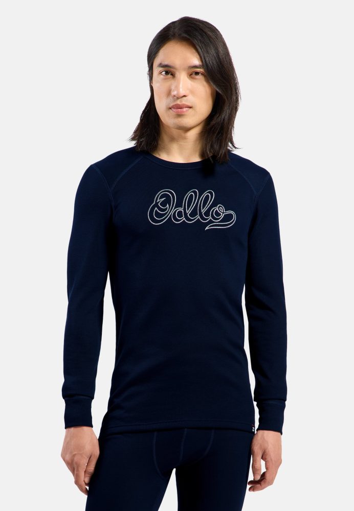 Odlo Active Warm 80th Anniversary Base Layer Shirt für Herren - Wandern, Ski & Snow - marineblau, XL
