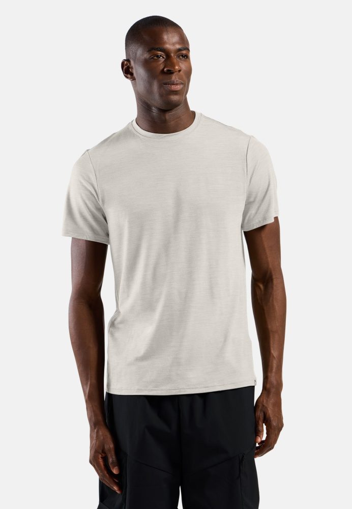Odlo Merino Tencel Plain T-Shirt für Herren - Wandern, Casual Comfort - beige, XXL