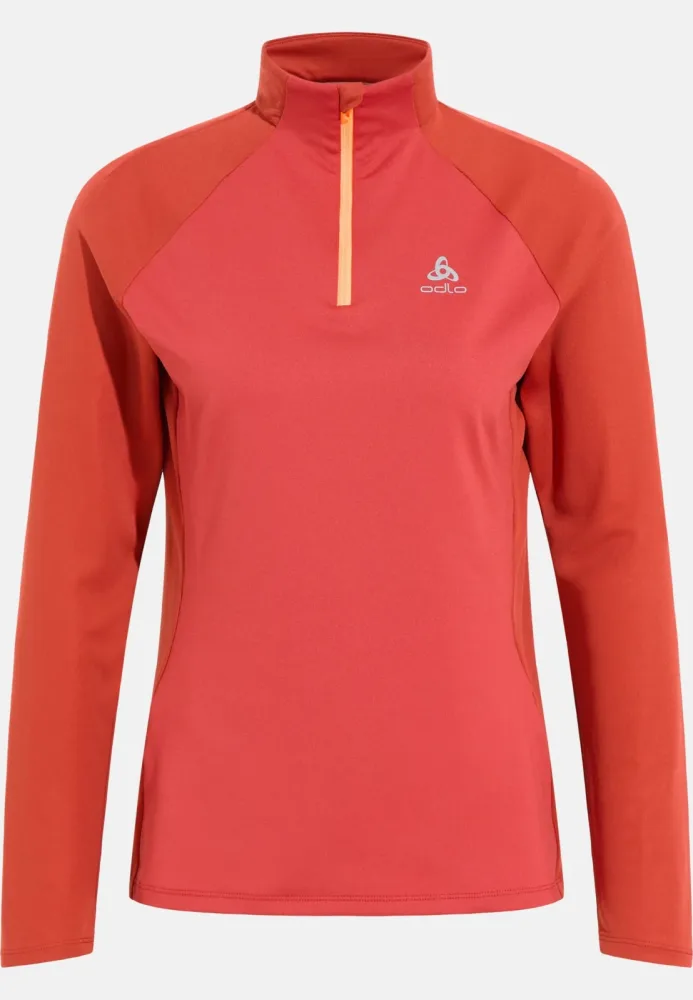 Odlo Essential Ceramiwarm Lauf-Mid Layer Half-Zip für Damen - Running - rot, XS