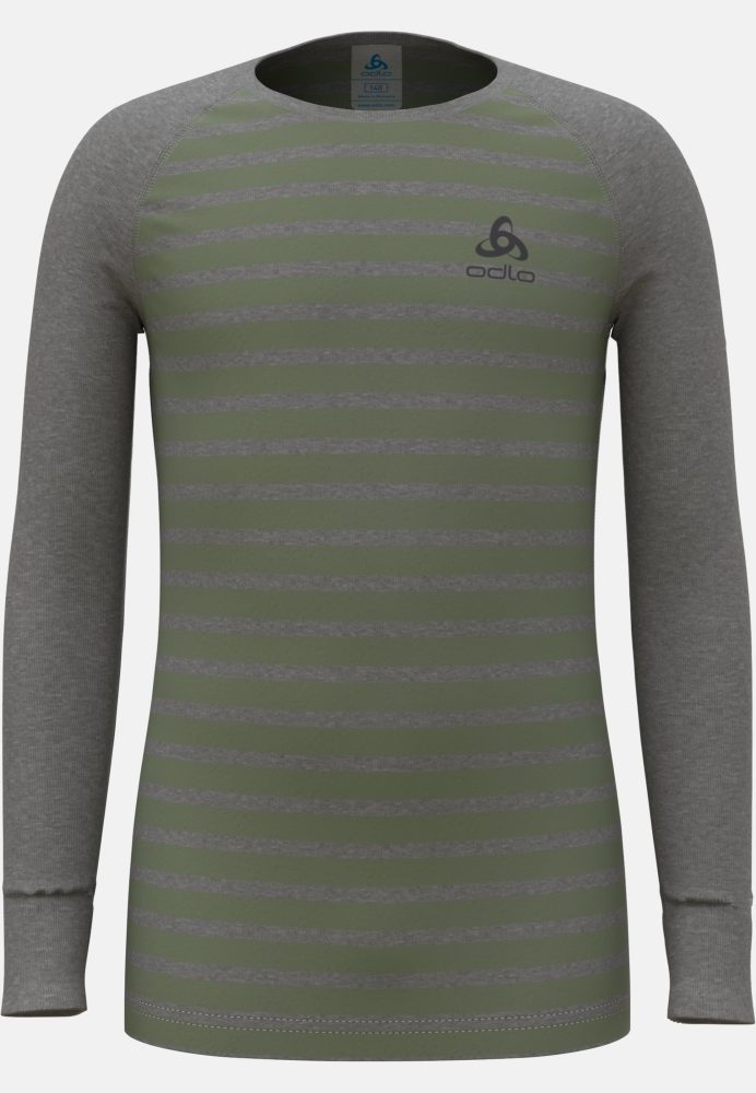 Odlo Active Warm Stripes Base Layer Shirt für Kinder - Wandern, Ski & Snow - grau, 116