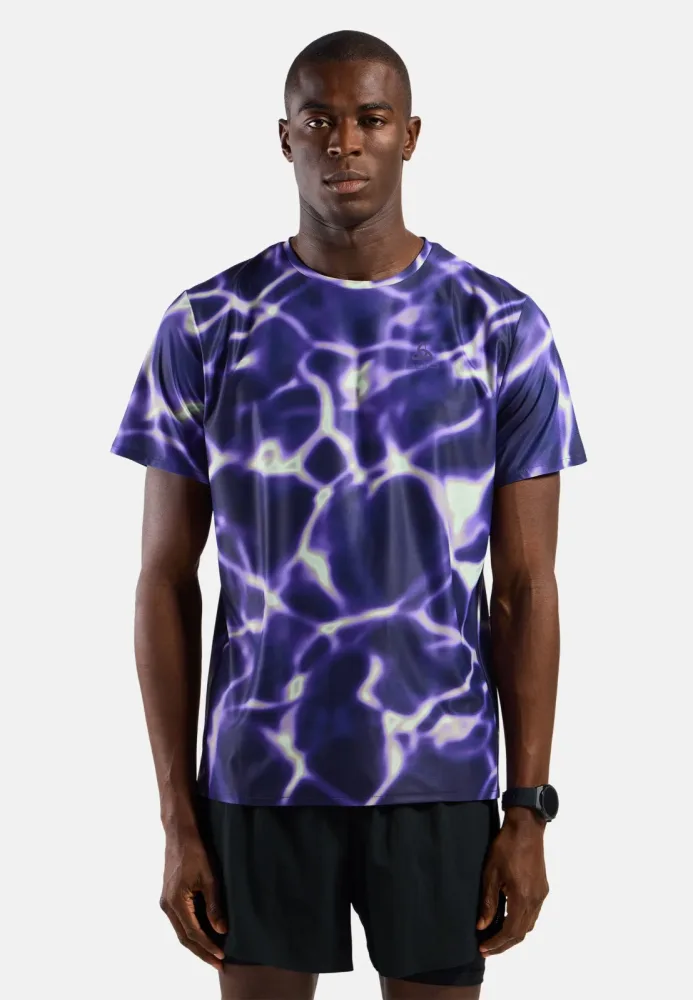 Odlo Zeroweight Chill-Tec Print Lauf-T-Shirt für Herren - Training, Running - lila, L