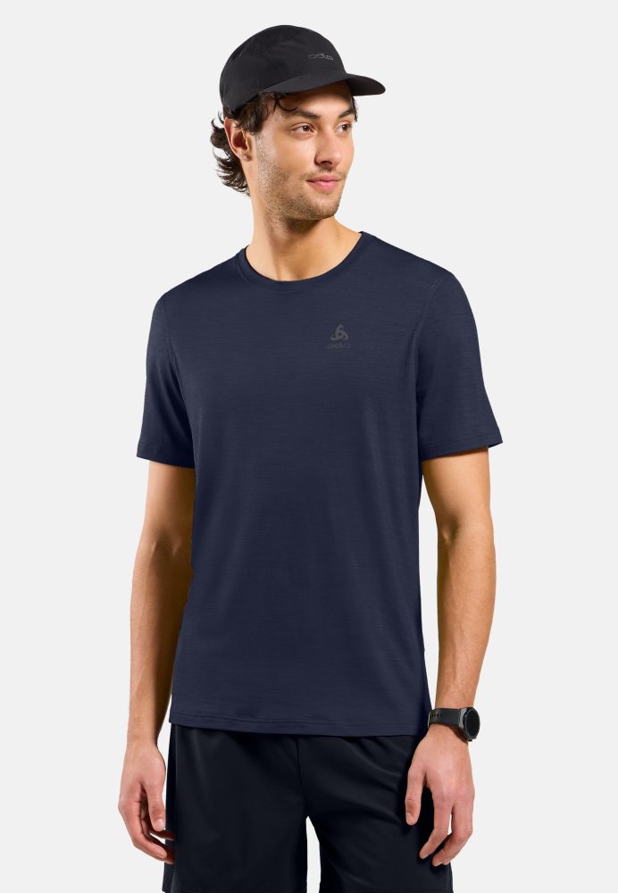 Odlo Merino 160 Base Layer T-Shirt für Herren - Wandern, Ski & Snow - marineblau, XXL