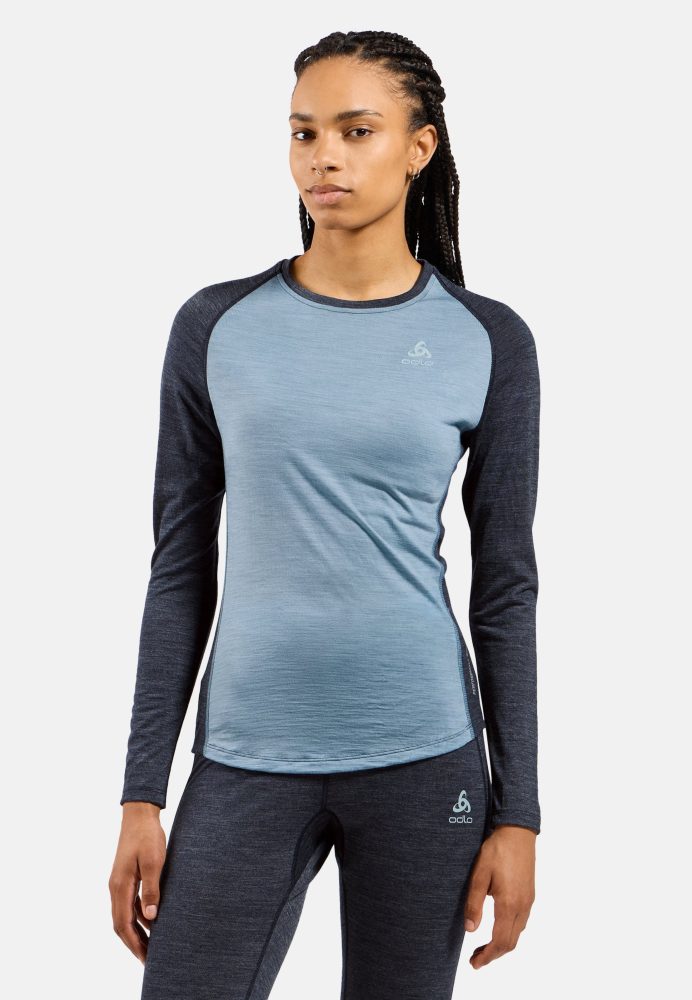 Odlo Natural Performance Wool 150 Base Layer Shirt für Damen - Wandern, Ski & Snow - blau, S