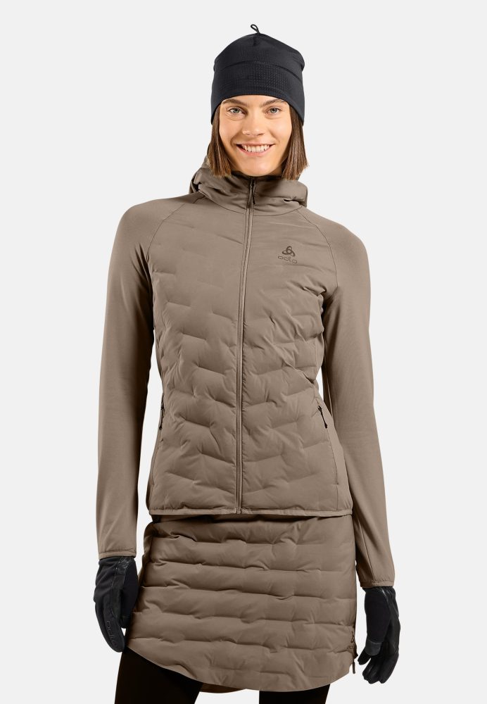 Odlo Zeroweight Insulator Langlauf-Hoodie Full-Zip für Damen - Skilanglauf, Running - beige, S