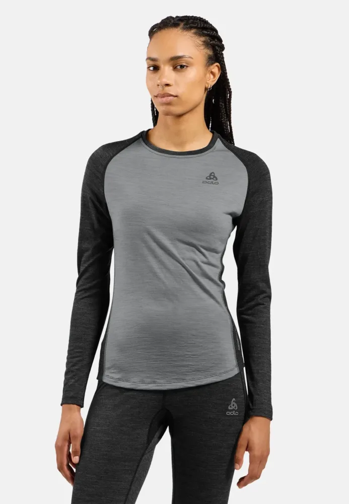 Odlo Natural Performance Wool 150 Base Layer Shirt für Damen - Wandern, Ski & Snow - grau, L
