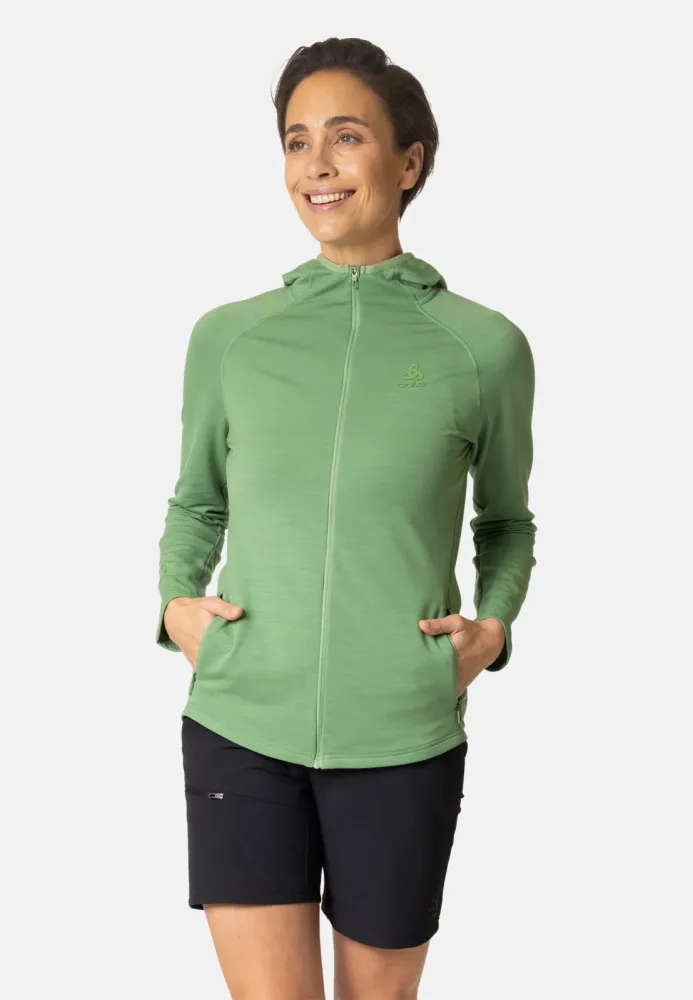 Odlo Ascent 220 Hoodie Full-Zip für Damen - Wandern, Ski & Snow - grün, XS