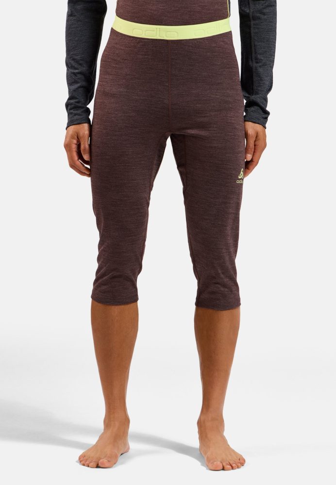 Odlo Natural Performance Wool 150 Base Layer 3/4 Tights für Herren - Ski & Snow - maron, S