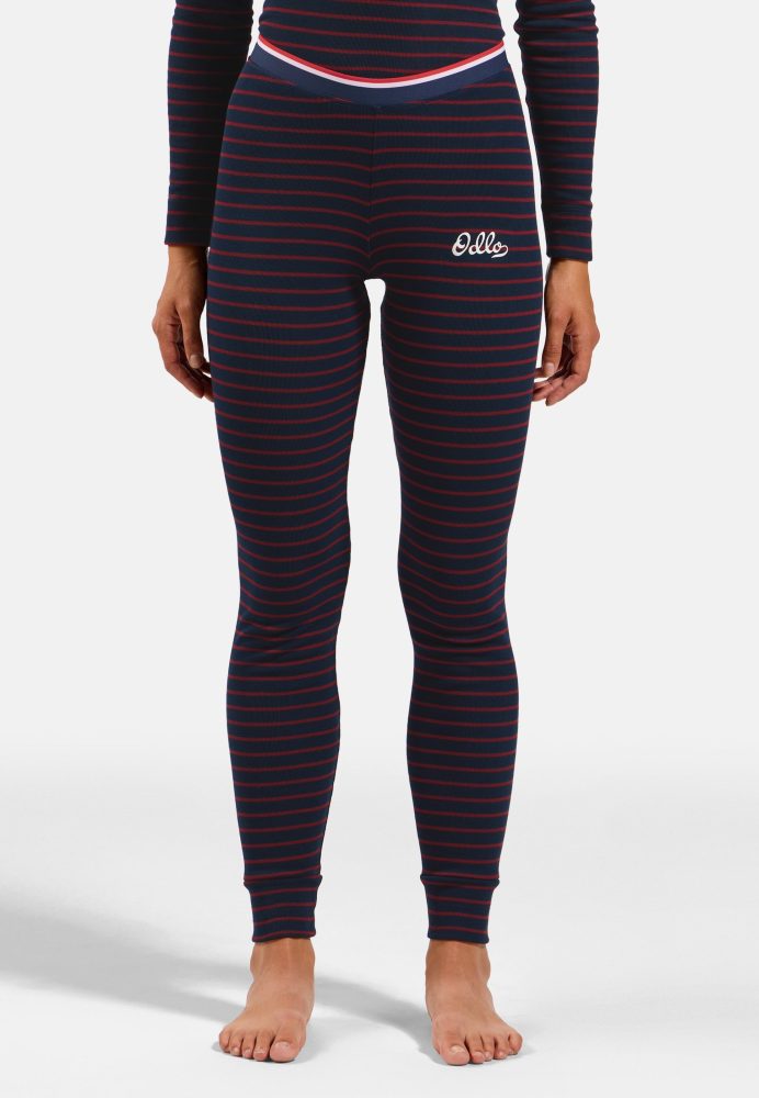 Odlo Active Warm Originals Stripes Base Layer Tights für Damen - Wandern, Ski & Snow - blau, S