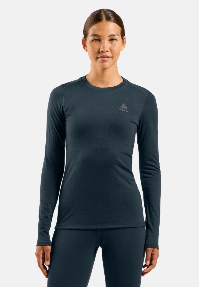 Odlo Merino 160 Base Layer Shirt für Damen - Wandern, Ski & Snow - marineblau, S