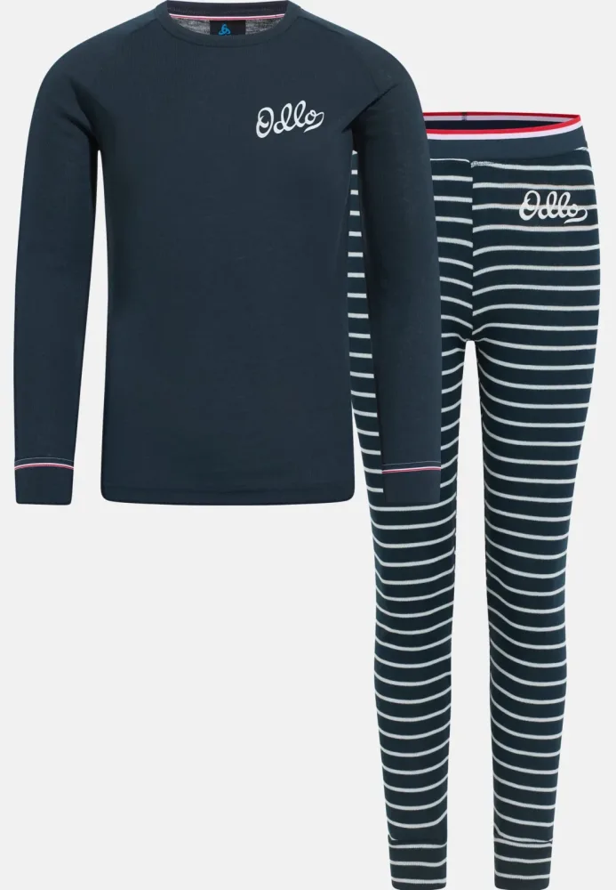 Odlo Active Warm Originals ECO Stripe Kinder Thermo Unterwäsche Set Blau, , Größe: 164