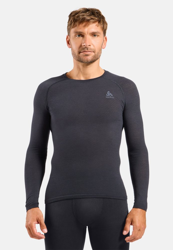 Odlo Merino Performance Wool 140 Seamless Base Layer Shirt für Herren - Wandern, Running - schwarz, M