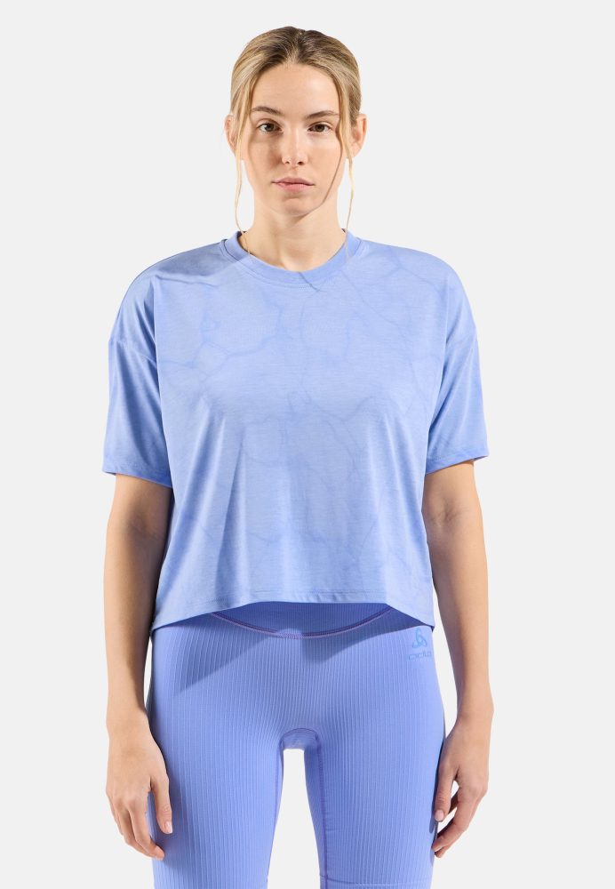 Odlo Active 365 Natural Blend Print Lauf-T-Shirt für Damen - Training - blau, M
