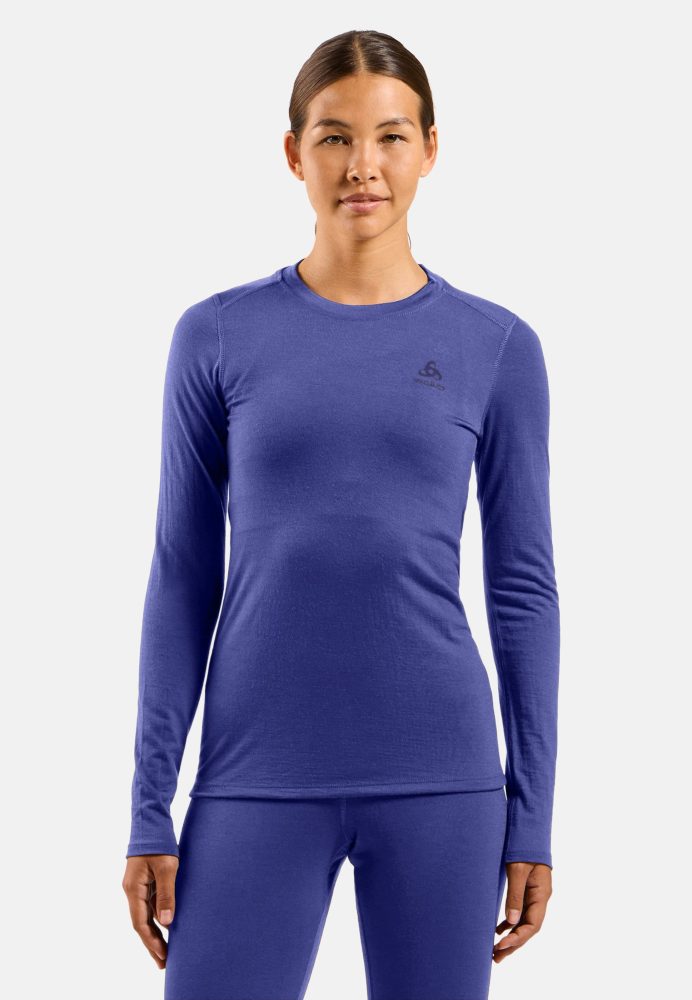 Odlo Merino 160 Base Layer Shirt für Damen - Wandern, Ski & Snow - lila, M
