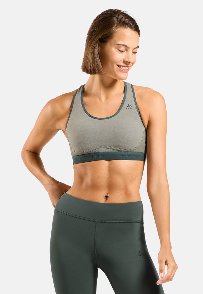 Odlo Ascent Performance Wool Medium Sport BH für Damen - Wandern, Training - grün, M
