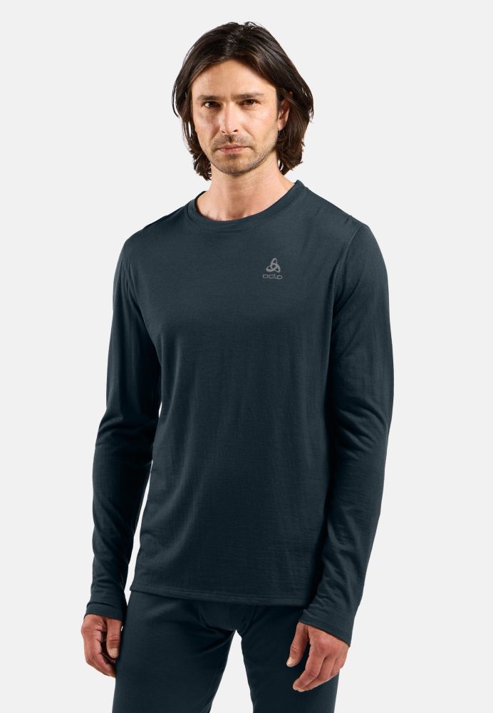 Odlo Merino 160 Base Layer Shirt für Herren - Wandern, Ski & Snow - marineblau, XL