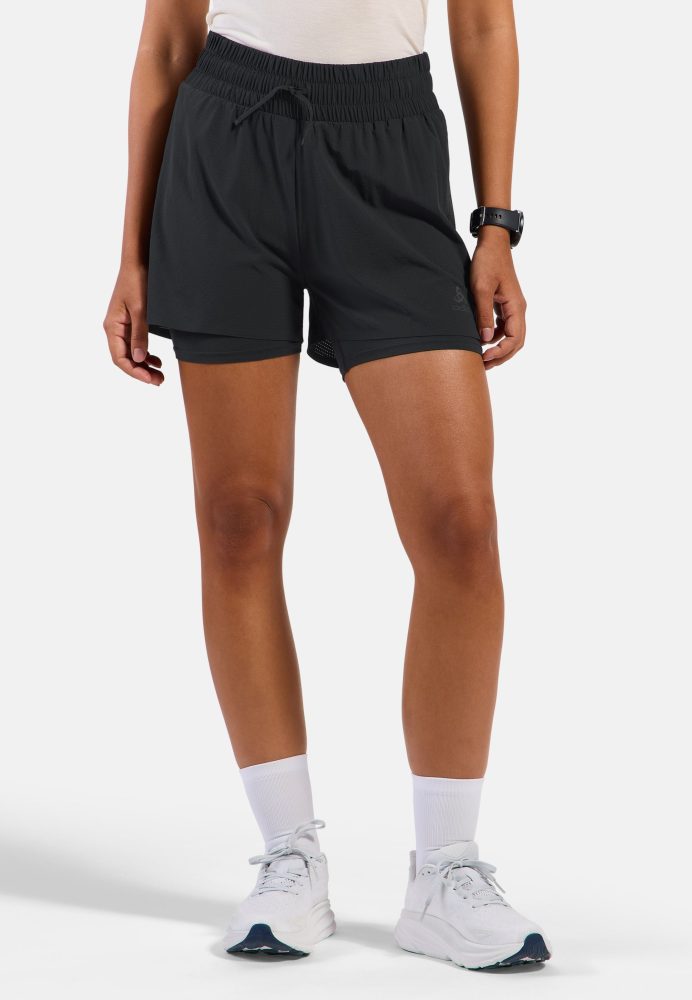ODLO Damen Laufshorts Zeroweight 5inch 2in1 schwarz | L