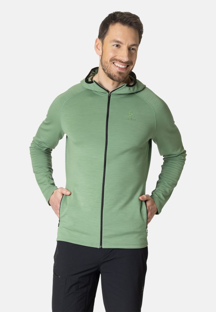 Odlo Ascent 220 Hoodie Full-Zip für Herren - Wandern - grün, S
