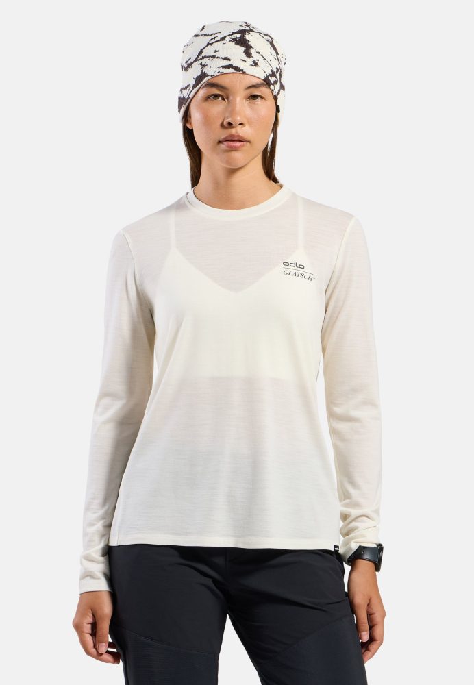 Odlo Merino 200 X Frozen Lake Langarm-Laufshirt für Damen - Wandern, Casual Comfort - grau, L