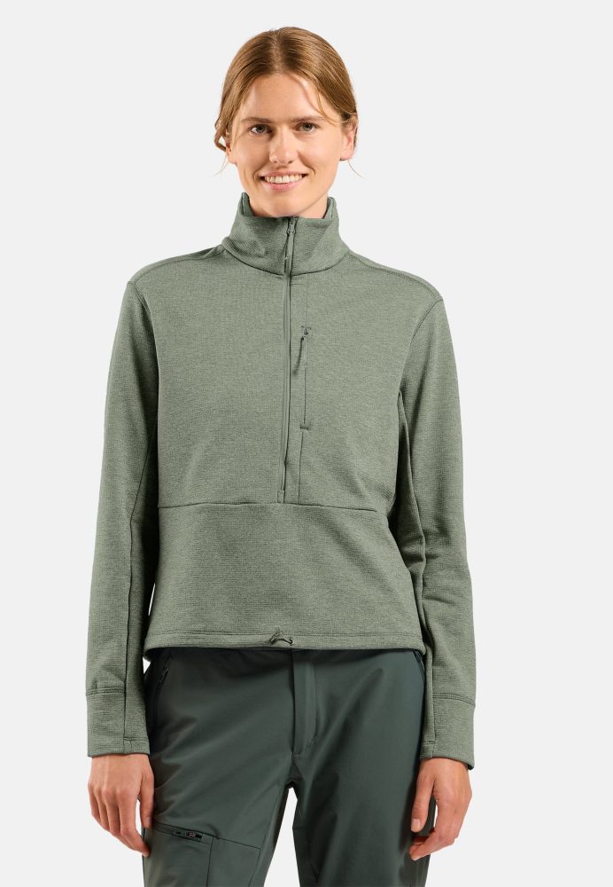 Odlo Grid Fleece Mid Layer Half-Zip für Damen - Wandern, Ski & Snow - grün, L