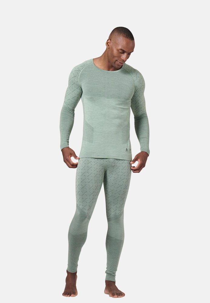 Odlo Slokar Performance Wool 200 Base Layer Shirt für Herren - Ski & Snow - grün, M
