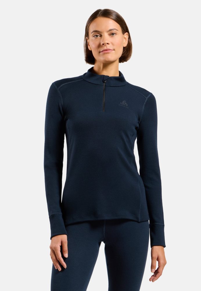 Odlo Merino 260 Base Layer Half-Zip für Damen - Wandern, Ski & Snow - marineblau, S