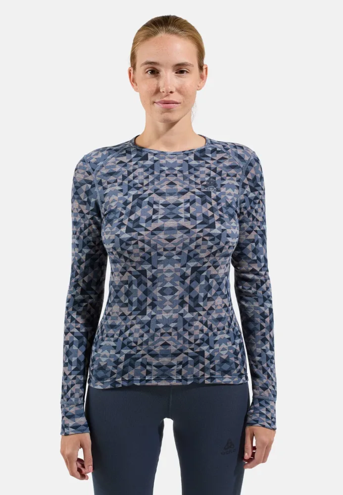 Odlo Active Warm Graphic Base Layer Langarmshirt für Damen - Wandern, Ski & Snow - grau, XS