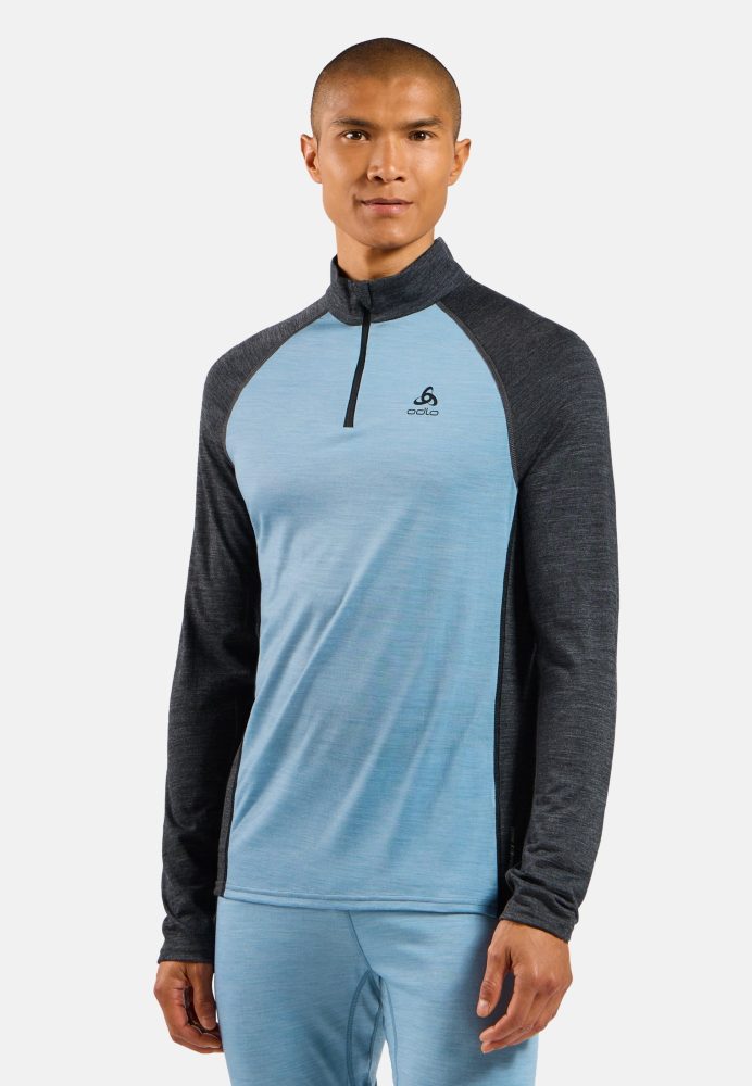 Odlo Natural Performance Wool 150 Base Layer Half-Zip für Herren - Wandern, Ski & Snow - blau, XXL