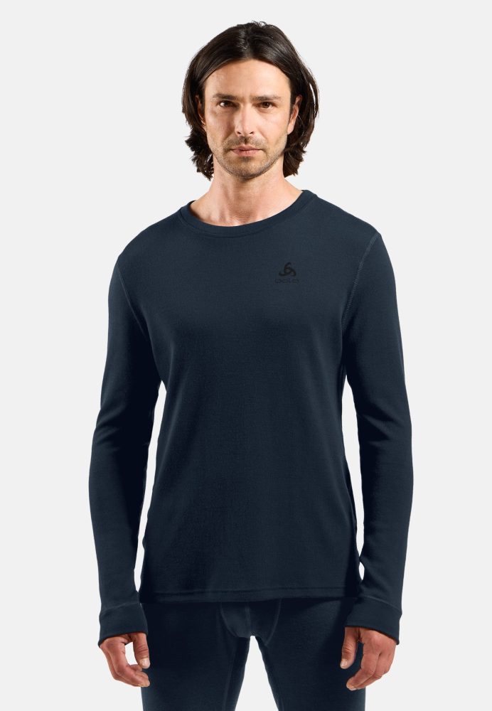 Odlo Merino 260 Base Layer Shirt für Herren - Wandern, Ski & Snow - marineblau, S