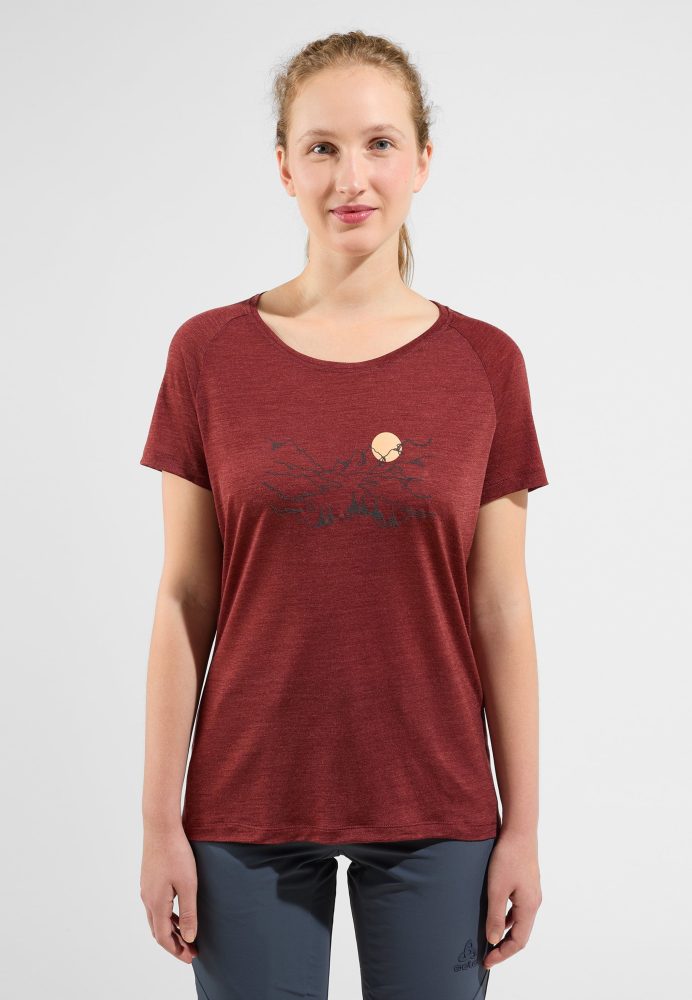 Odlo Ascent 130 Valley T-Shirt für Damen - Wandern - rot, XS