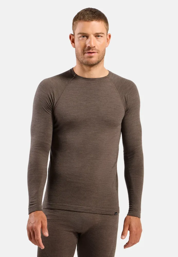 Odlo Seamless Performance Wool Base Layer Shirt für Herren - Wandern, Skilanglauf - braun, XXL