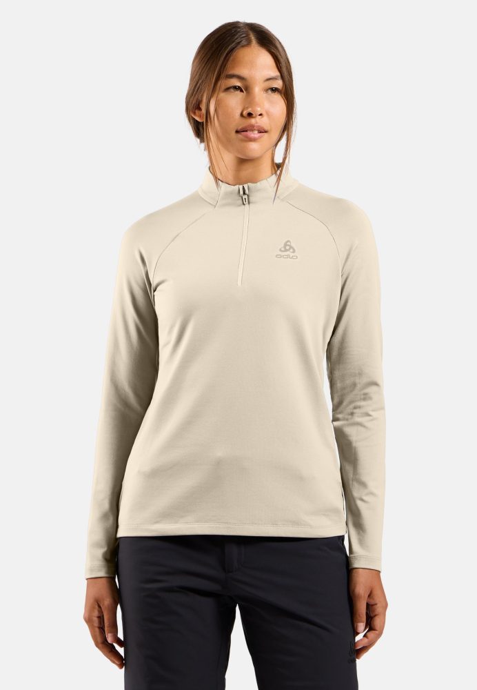 Odlo Essential Light Mid Layer Half-Zip für Damen - Wandern, Ski & Snow - beige, M