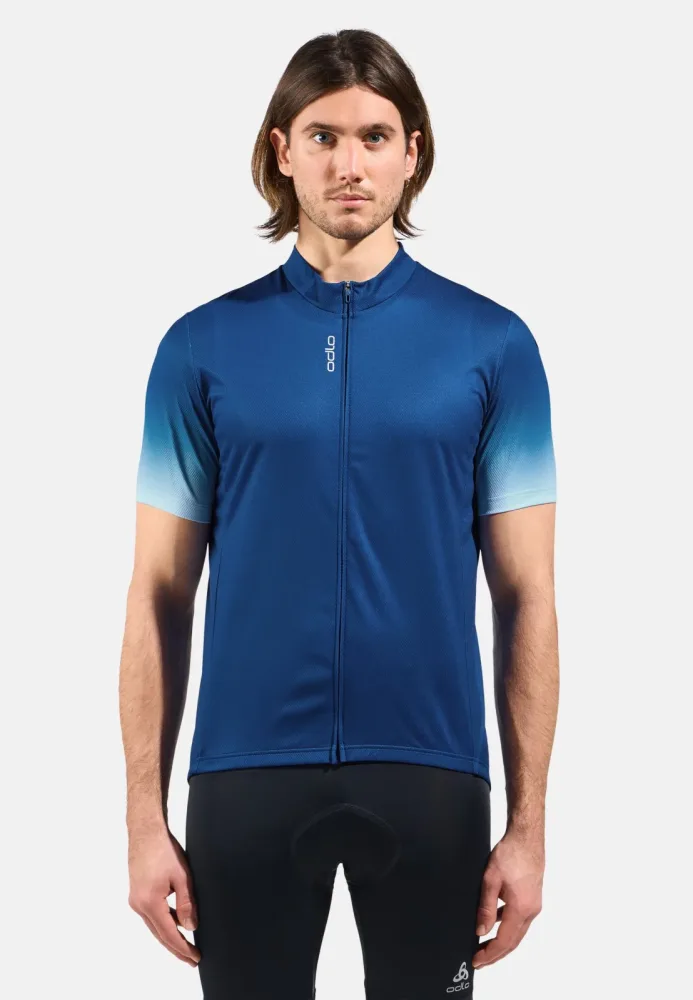 Odlo Essential Print Rad-Shirt Full-Zip für Herren - Radsport - blau, L