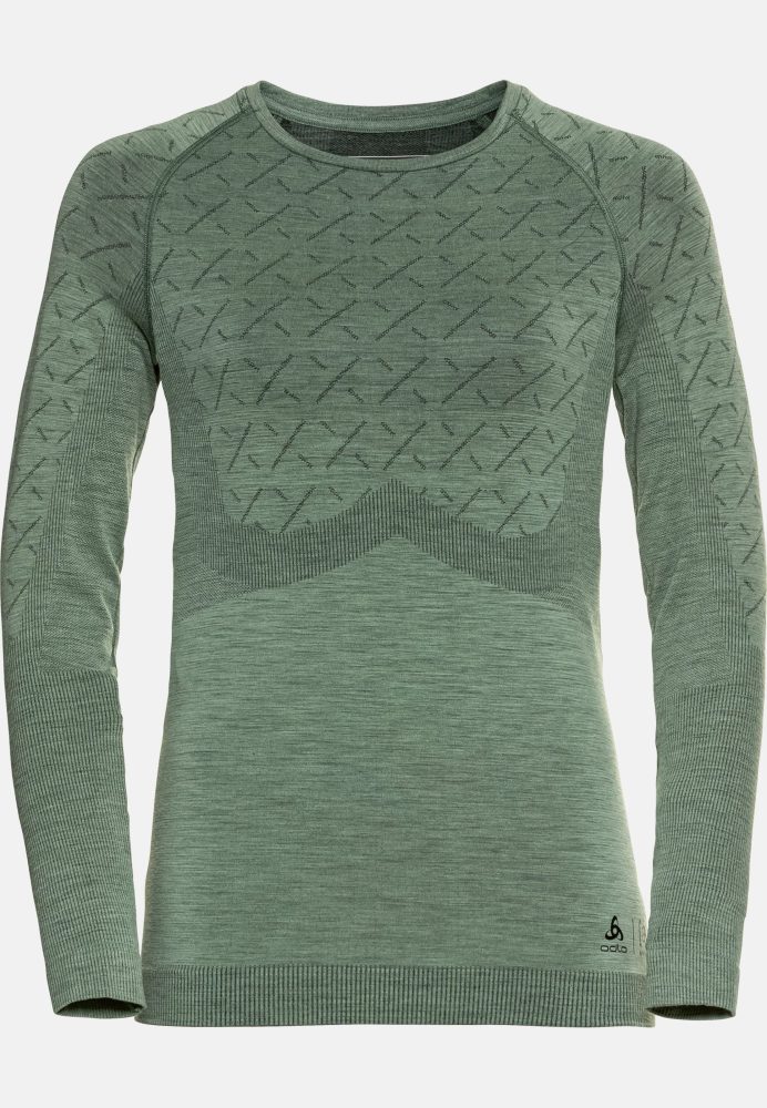 Odlo Slokar Performance Wool 200 Base Layer Shirt für Damen - Ski & Snow - grün, XS